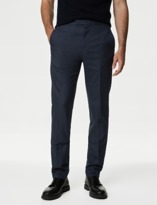 

Mens M&S Collection Tailored Fit Half-Elasticated Waist Trousers - Navy, Navy