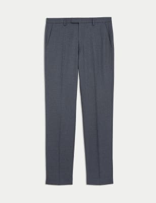 

Mens M&S Collection Tailored Fit Check Trousers - Dark Navy, Dark Navy