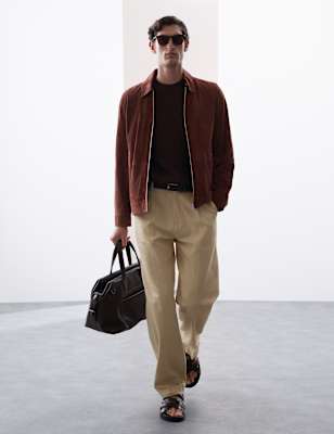 

Mens Autograph Regular Fit Lyocell Blend Single Pleat Trousers, Neutral