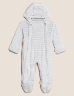 

M&S Collection Gestreifter Babyanzug aus Velours (3,2 kg-1 J.) - Grey Mix, Grey Mix