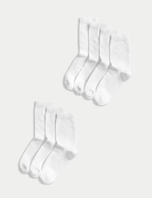 

Unisex,Boys,Girls M&S Collection 7pk of Ankle School Socks - White, White