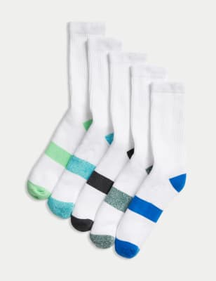 

Unisex,Boys,Girls M&S Collection 5pk Cotton Rich Sports Socks, White