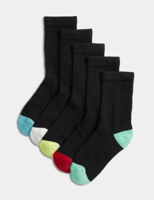 

M&S Collection Pack de 5 pares de calcetines deportivos de algodón - Black, Black