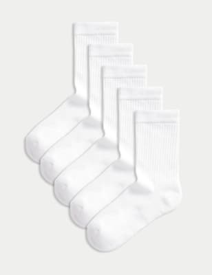 

Unisex,Boys,Girls M&S Collection 5pk Cotton Rich Sports Socks (6 Small - 10.5 Large) - White, White