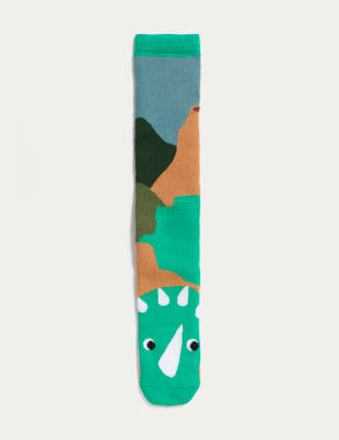 

M&S Collection Calcetines tipo bota de algodón con diseño de dinosaurios - Multi, Multi