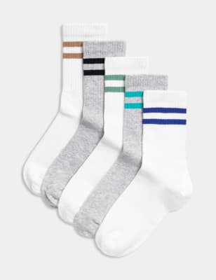 

Unisex,Boys,Girls M&S Collection 5pk Cotton Rich Ankle Ribbed Stripe Socks (6 Small - 7 Large) - Multi, Multi
