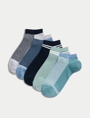 

M&S Collection 5er-Pack gemusterte Trainer Liners™ mit hohem Baumwollanteil - Blue Mix, Blue Mix