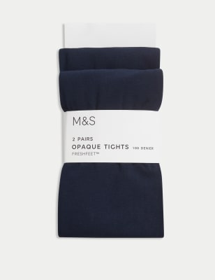 

M&S Collection Pack de 2 pares de medias escolares de 100 deniers (6-14 años) - Navy, Navy