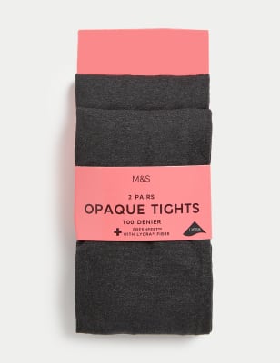 

M&S Collection Pack de 2 pares de medias escolares de 100 deniers (6-14 años) - Grey, Grey