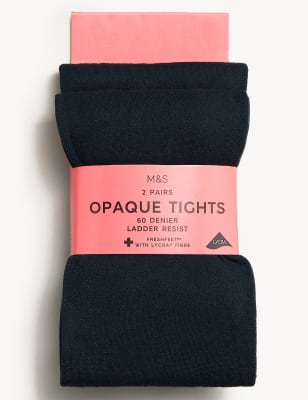 

Girls M&S Collection 2pk of 60 Denier Tights (3-16 Yrs) - Navy, Navy