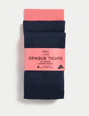 

M&S Collection Pack de 2 pares de medias escolares de 60 deniers (3-16 años) - Navy, Navy