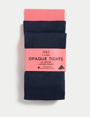 

Girls M&S Collection 2pk 60 Denier School Tights (3-16 Yrs) - Navy, Navy