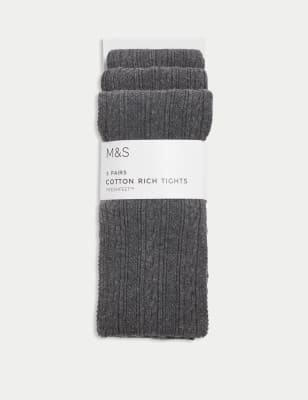 

Girls M&S Collection 3pk of Cable Knit Tights (2-16 Yrs) - Grey, Grey