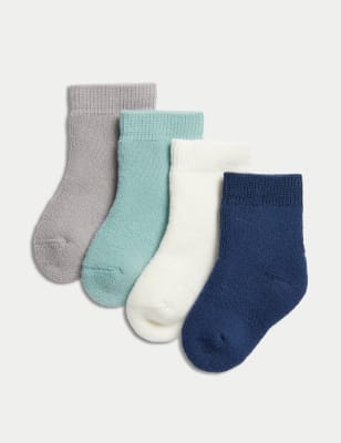 

Unisex,Boys,Girls M&S Collection 4pk Terry Baby Socks - Multi, Multi