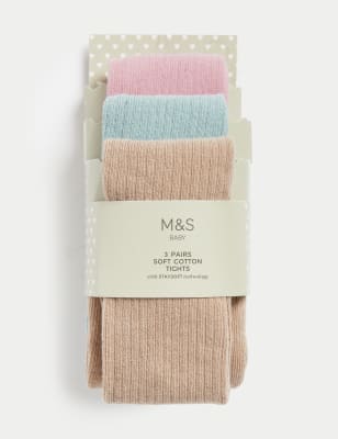 

Girls M&S Collection 3pk Cotton Rich Ribbed Tights (0 Mths - 3 Yrs) - Multi, Multi