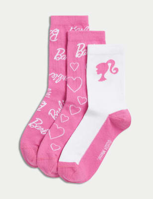 

Girls M&S Collection 3pk Cotton Rich Barbie™ Socks (6 Small - 7 Large) - Multi, Multi