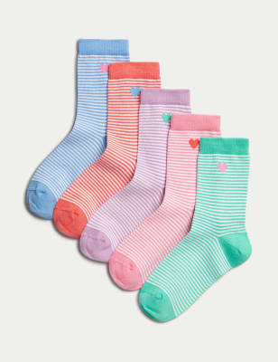 

Girls M&S Collection 5pk Cotton Rich Striped Socks (6 Small - 7 Large) - Multi, Multi