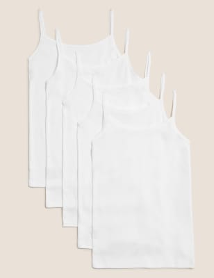 

Girls M&S Collection 5pk Pure Cotton Camisoles (2-16 Yrs) - White, White