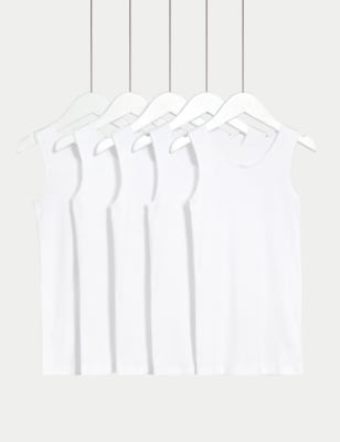 

M&S Collection 5er-Pack Unterhemden aus reiner Baumwolle mit Schleifchen (2-14 J.) - White, White