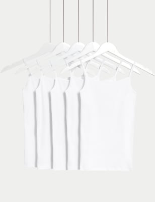 

Girls M&S Collection 5pk Cotton Rich Camis (5-14 Years) - White, White