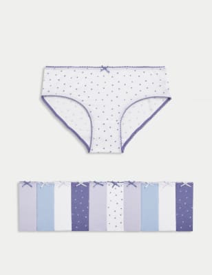 

Girls M&S Collection 10pk Cotton with Stretch Star Knickers (2-14 Yrs), Lilac Mix