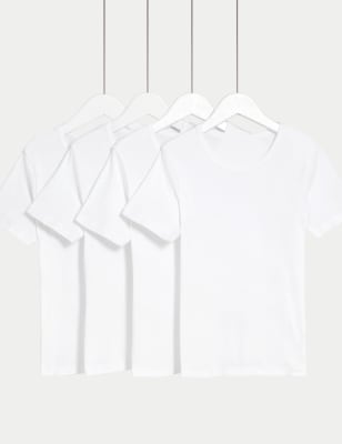 

Boys M&S Collection 4pk Pure Cotton Short Sleeve Vests (2-14 Yrs) - White, White