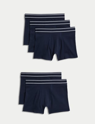 

Boys M&S Collection 5pk Cotton with Stretch Trunks (5-16 Yrs) - Navy, Navy