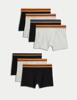 

Boys M&S Collection 7pk Cotton with Stretch Stripe Waistband Trunks (5-16 Yrs) - Black Mix, Black Mix