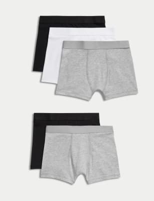 

Boys M&S Collection 5pk Cotton Rich Plain Trunks (2-16 Yrs) - Grey Mix, Grey Mix