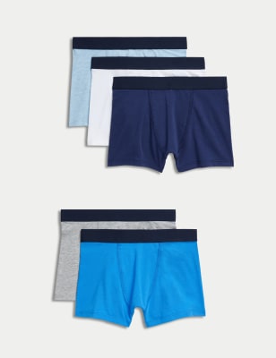 

Boys M&S Collection 5pc Cotton with Stretch Trunks (5-16 Yrs) - Blue Mix, Blue Mix