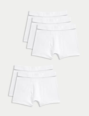 

Boys M&S Collection 5pk Cotton with Stretch Plain Trunks (5-16 Yrs) - White, White