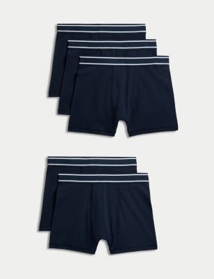 

M&S Collection Pack de 5 bóxers slip elásticos de algodón (5-16 años) - Navy, Navy