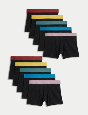 

Boys M&S Collection 10pk Cotton with Stretch Trunks (5-16 Yrs) - Black Mix, Black Mix