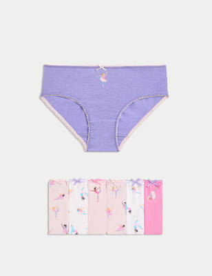 

M&S Collection 7er-Pack Baumwoll-Slips mit Stretch und Ballerinamotiv (2-12 Jahre) - Multi, Multi