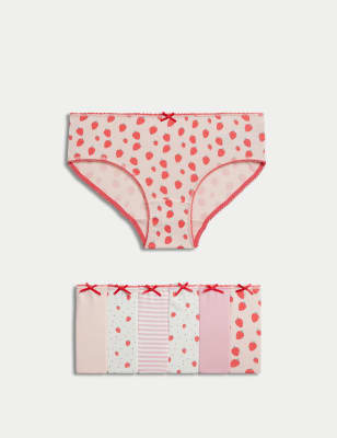 

Girls M&S Collection 7pk Cotton with Stretch Strawberry Knickers (2-12 Yrs) - Red Mix, Red Mix