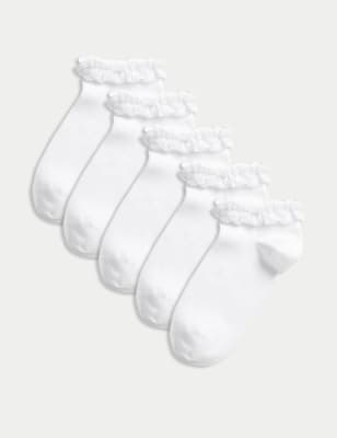 

Girls M&S Collection 5pk of Frill Trainer Liners™ - White, White