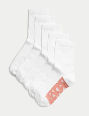 

Girls M&S Collection 5pk Cotton Rich Heart School Socks (2-14 Yrs) - White, White