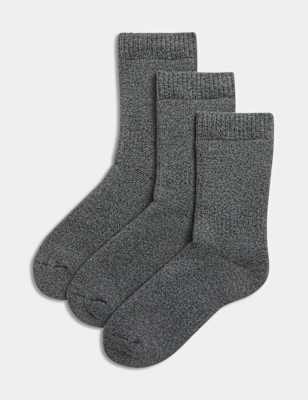 

Unisex,Boys,Girls M&S Collection 3pk Cotton Blend Thermal Socks (7-10 Yrs) - Grey, Grey