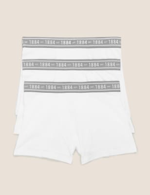 

Boys M&S Collection 3pk Cotton Rich with Stretch Plain Trunks (6-16 Yrs) - White, White