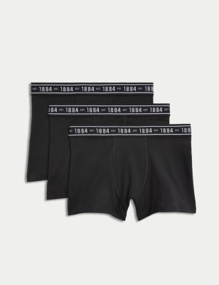 

Boys M&S Collection 3pk Cotton Rich with Lycra® Trunks (6-16 Yrs) - Black, Black