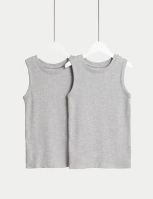 

Unisex,Boys,Girls M&S Collection 2pk Heatgen™ Thermal Vests (2-14 Yrs) - Grey Marl, Grey Marl