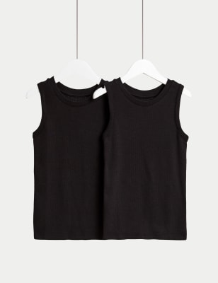

Unisex,Boys,Girls M&S Collection 2pk Heatgen™ Thermal Vests (2-14 Yrs), Black