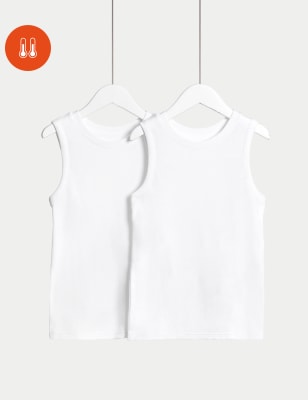 

Unisex,Boys,Girls M&S Collection 2pk Cotton Blend Thermal Vests (2-14 Yrs) - White, White