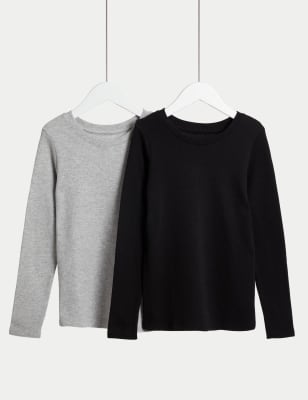 

Unisex,Boys,Girls M&S Collection 2pk Thermal Cotton Blend Tops (2-14 Yrs) - Grey Mix, Grey Mix