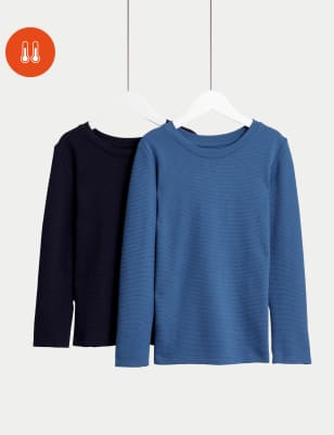 

Unisex,Boys,Girls M&S Collection 2pk Cotton Blend Thermal Waffle Tops (2-14 Yrs) - Navy, Navy