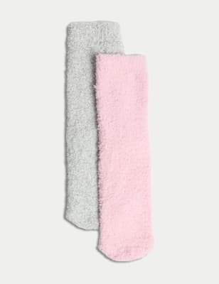 

M&S Collection 2er-Pack bequeme Hausschuhsocken mit Glitzer (23, klein bis 24, breit) - Light Pink Mix, Light Pink Mix