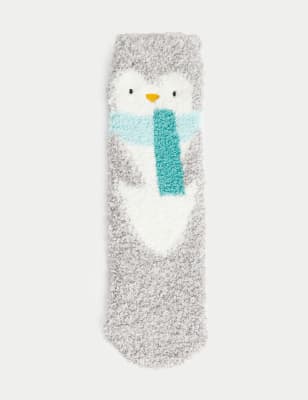 

Unisex,Boys,Girls M&S Collection Cosy Christmas Penguin Slipper Socks (6 Small - 7 Large) - Light Grey Mix, Light Grey Mix