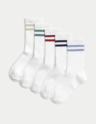 

Unisex,Boys,Girls M&S Collection 5pk Cotton Rich Ankle Stripe Sport Socks (6 Small - 7 Large) - Multi, Multi