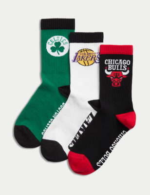 

M&S Collection Pack de 3 pares de calcetines deportivos de algodón de la NBA (6 pequeño-7 grande) - Multi, Multi