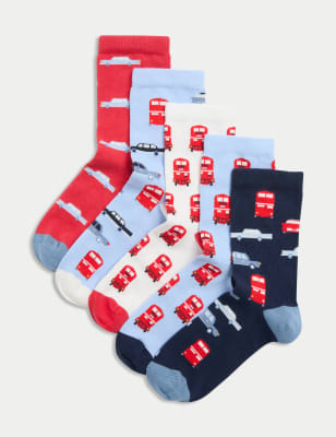 

Boys M&S Collection 5pk Cotton Rich Transport Socks (6 Small - 7 Large) - Multi, Multi